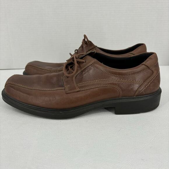ECCO Helsinki Tie Oxfords Leather Derby Shoes Bicycle Toe Brown Men\'s EU 45